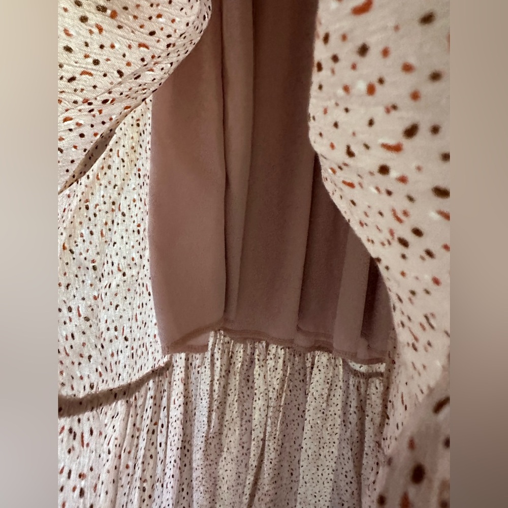 Pink Dot Print Ruffle Maternity Midi Dress - Picture 5 of 6